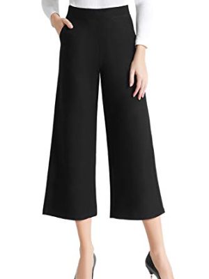 Wide Leg Pants for Women Trousers High Waisted Dress Pants Business Casual Summer Capris Stretch Pull On Work Slacks