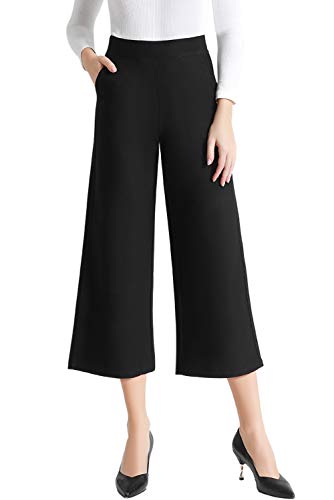 Wide Leg Pants for Women Trousers High Waisted Dress Pants Business Casual Summer Capris Stretch Pull On Work Slacks