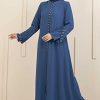 Women's Abaya Long Sleeve Open Quarry Floor Length Zipper Floor Length Turkish Islamic Fashion