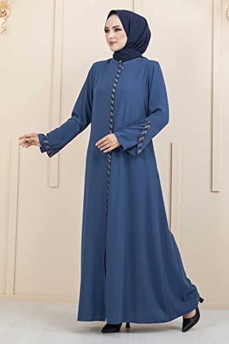 Women's Abaya Long Sleeve Open Quarry Floor Length Zipper Floor Length Turkish Islamic Fashion