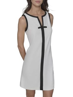 Women's Sleeveless V-Neck Bow A-line Mini Dress
