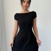 Women's Mini Sexy Dress 2025 Summer Cap Sleeve Elegant & U-Neck Backless Fit Dress