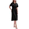Women's 100% Linen Summer Casual Loose Button Down Midi Shirt Dresses