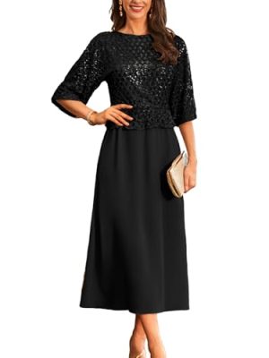 Sequin Dress for Women 2025 Mother of The Bride Dresses Wedding Guest Formal Chiffon Evening Gown