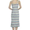 Sweetheart Neckline Midi Striped Knit, Square Neck, Summer Beach Vacation Dresses for Women