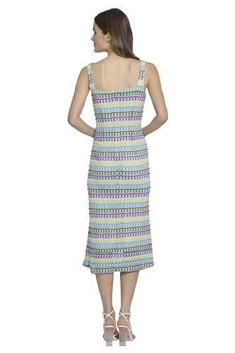 Sweetheart Neckline Midi Striped Knit, Square Neck, Summer Beach Vacation Dresses for Women