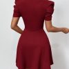 Women's Boho 2025 Summer Mini Dress, Summer Commute Red Short Sleeve Dress