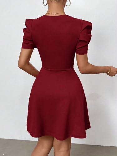 Women's Boho 2025 Summer Mini Dress, Summer Commute Red Short Sleeve Dress