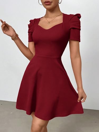 Women's Boho 2025 Summer Mini Dress, Summer Commute Red Short Sleeve Dress