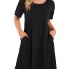 31q44EMxvrL.jpg Womens Summer Dresses Beach Casual Loose Tshirt Floral Short Sleeve Flowy Pockets Sundresses