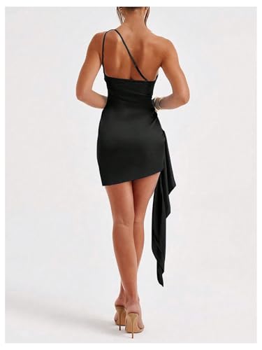 Women's Asymmetrical Fringe Mini Dress One Shoulder Birthday Dinner Sexy Going Out Club Vegas Bodycon Dress