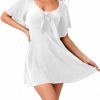Womens Dresses 2025 Spring Summer Deep V Neck Casual Bow Tie Mini Cocktail Beach Dress
