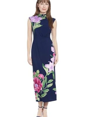High Neck Sleeveless Midi Cocktail Wedding Guest Dresses for Women