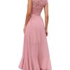 Women's V-Neck Dress for Women Wedding Guest Hi-Lo Floral Lace Prom Cocktail Party Formal Bridesmaid Dress
