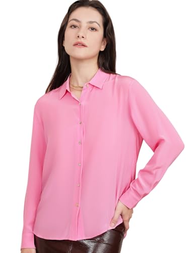 100% Pure Silk Blouses for Women Long Sleeve: Women's Button-Down Elegant Shirts Lapel Luxurious Casual Blouse