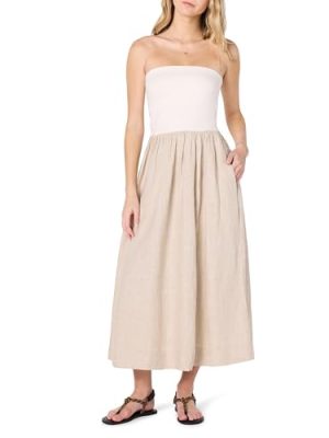Women's Hellen Strapless Mixed Media Maxi Dress