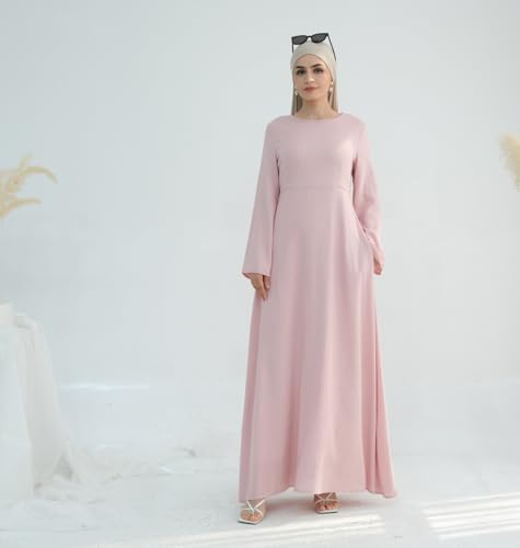 31u0HtGTs5L.jpg Hanimeli Linen Long Sleeve Maxi Dress A-Line Modest Abaya for Summer and Spring Lightweight Breathable Dress