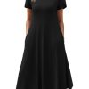 Womens Casual Dresses for Summer Short Sleeve Flare Midi Dress Loose Flowy Beach Sundress
