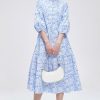 Women V-Neck Floral Maxi Dress Elegant Printed Button Down Puff Sleeve Tiered A-Line Flowy Party Long Dress with Pocket