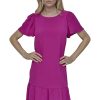 Women's Flowy Short Sleeve Ruffle Hem Dress