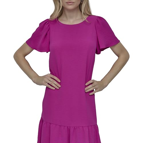 Women's Flowy Short Sleeve Ruffle Hem Dress