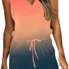 Womens Sleeveless T Shirt Dresses 2025 Casual Cute Floral Print Short Dress Summer Fashion Front Pockets