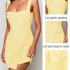 Women's Sexy Ruched Mesh Midi Short Dresses for Women Square Neck Fitted Elegant Club Party Cocktail Dress