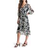 Women's Balloon Sleeve Faux Wrap Midi Dress