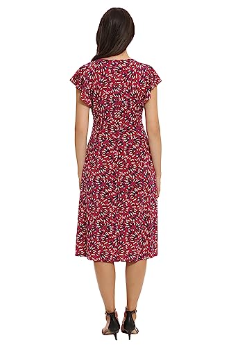 Women's V-Neck Ruffle Sleeve Matte Jersey Dress Casual Summer Fun Easy Wear to Brunch