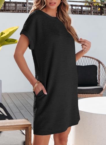 Womens Summer Dresses Fashion 2025 Short Sleeve Spring Mini Dress Casual Beach Vacation Clothes Dresses