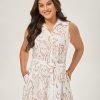 Women's Summer Button Down Shirt Dresses Sleeveless V Neck Belted Casual Maxi Dress with Pockets