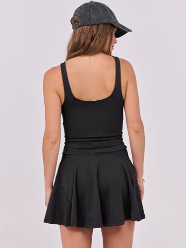 4142UAN8wYL.jpg Women's Tennis Mini Dresses Workout Built in Shorts Golf Athletic Sleeveless One Piece Summer Active Romper Dress