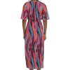 Women's Short Flutter Sleeve Faux Wrap Midi Dress