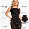 Cocktail Dresses for Women Built in Shapewear Bra 8 in 1 Square Neck Mini Slit Party Summer Dress