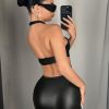 Women's Mini Sexy Dress 2025 Summer Sleeveless Neckline Hollow-Out Tight-Fitting Dress