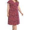 Women's V-Neck Ruffle Sleeve Matte Jersey Dress Casual Summer Fun Easy Wear to Brunch