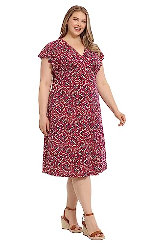Women's V-Neck Ruffle Sleeve Matte Jersey Dress Casual Summer Fun Easy Wear to Brunch