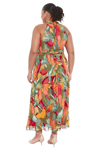 London Times Women's Twist Neck Halter Maxi Dress