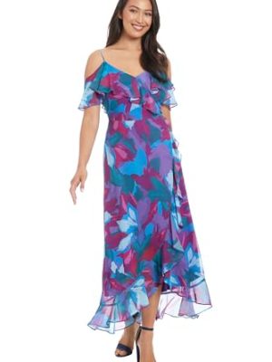Women's Dresses Women's Sweetheart Neckline High Low Maxi with Ruffle Overlay - Empire Waist Cold Shoulder Chiffon Summer Party