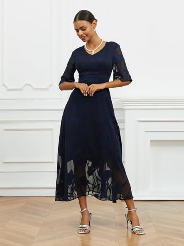 Summer Maxi Dresses for Women 2025 Casual Flutter Sleeve V Neck Cocktail Dress Smocked Elegant Ruffle A-Line Flowy Lace Dress