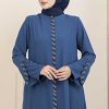 Women's Abaya Long Sleeve Open Quarry Floor Length Zipper Floor Length Turkish Islamic Fashion