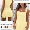 Women's Square Neck Ruffle Hem Mini Dresses Ruched Waist Slim Sleeveless Corset Dress for Women Summer Short Party Dress