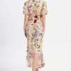 41CoFUebnRL.jpg Women's 3D Floral Short Sleeves Crew Neck Fishtail Mesh Embroidery Party Cocktail Maxi Dress