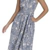 Women's Sleeveless Collared Button Front Tie Waist Midi Shirt Dress