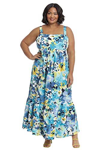 Women's Cotton Smocked Back Babydoll Tiered Maxi Dress