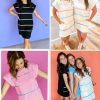 Womens Textured T Shirt Dress Short Sleeve Summer Casual Sequin Stripe Mini Dresses
