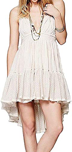 Summer Deep V Neck Bohemian Women Mini Short Dress Backless Beach Boho Dress