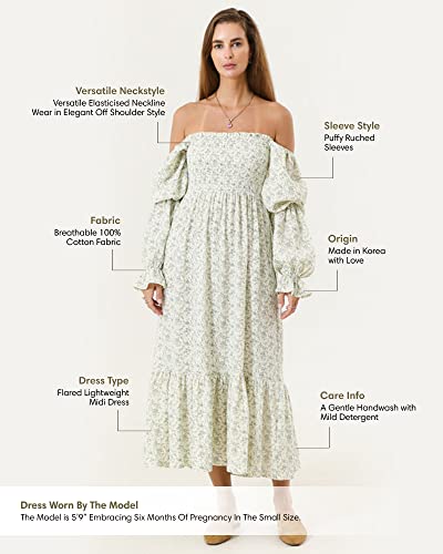 Women??s Baby Shower Dress, Nursing Cotton Yuki Dress, Muslin Maternity Gown for Photoshoot