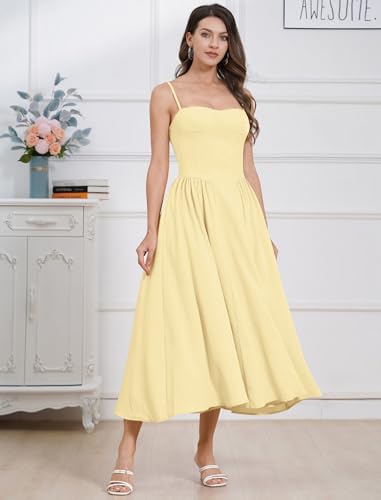 Women??s Corset Dress Sexy Thigh Spaghetti Strap Bustier Cocktail Dress Low Cut Boho Formal Dresses with Pockets