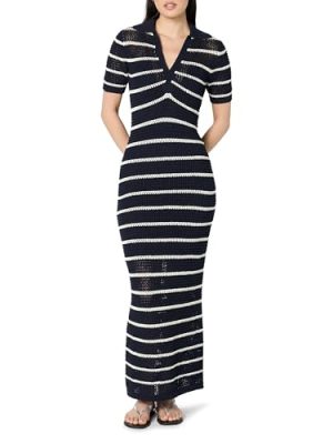 Women's Adalyn Tape Yarn Split-Neck Maxi Dress
